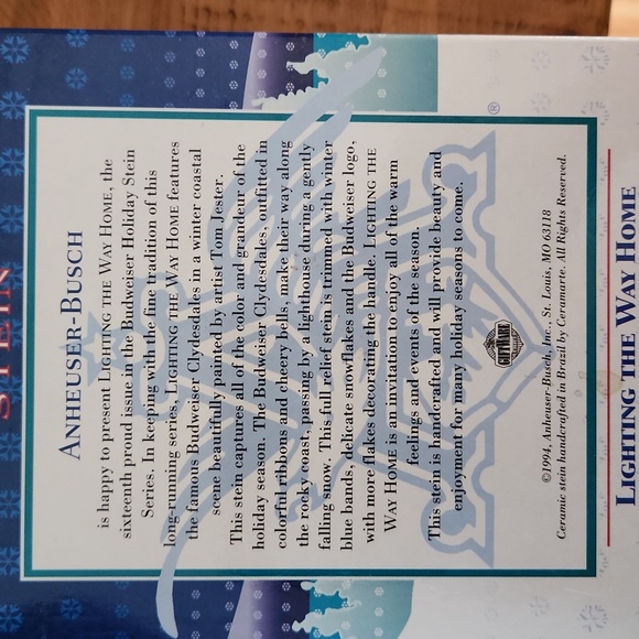 1995 Anheuser-Busch, Inc Budweiser Collector Stein - Picture 6 of 6